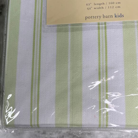 Lot of 2 Pottery Barn Kids Variegated Strip Panels 63" x 44" Green White New - Picture 7 of 15